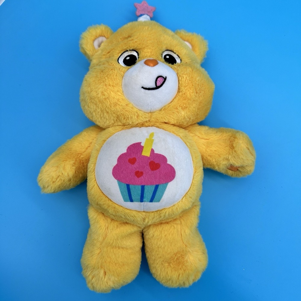 Care Bears Singing Birthday Bear Plush Yellow‎ Cupcake Hat Unlock the Magic